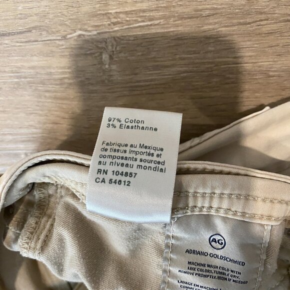 AG Adriano Goldschmied The Graduate Tailored Leg Pants Beige Khaki 34x32 Stretch - Picture 4 of 9